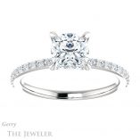 Cushion Cut Forever One Moissanite Engagement Ring #GTJ1138-cushion-fo-w 1 Cushion Cut Forever One Moissanite Engagement Ring #GTJ1138-cushion-fo-w