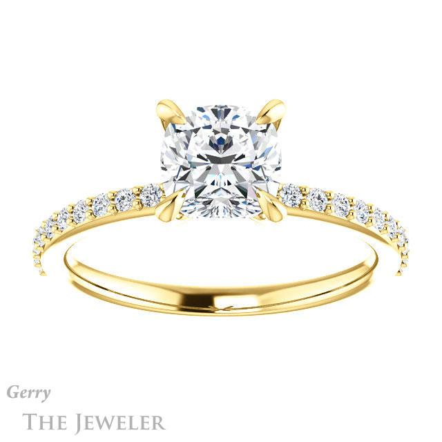 Cushion Cut Forever One Moissanite Engagement Ring #GTJ1138-cushion-fo-y