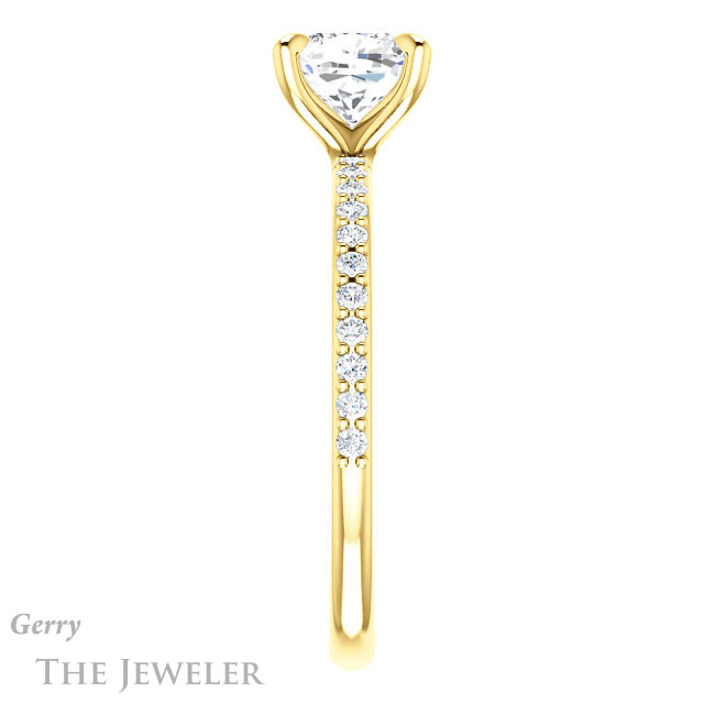 Cushion Cut Forever One Moissanite Engagement Ring #GTJ1138-cushion-fo-y 3 Cushion Cut Forever One Moissanite Engagement Ring #GTJ1138-cushion-fo-y