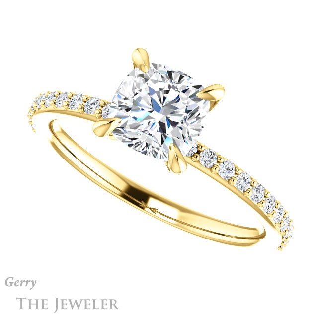 Cushion Cut Forever One Moissanite Engagement Ring #GTJ1138-cushion-fo-y 5 Cushion Cut Forever One Moissanite Engagement Ring #GTJ1138-cushion-fo-y