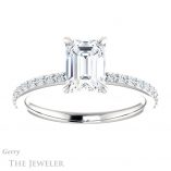 Emerald Cut Forever One Moissanite Engagement Ring #GTJ1138-emerald-fb-w 1 Emerald Cut Forever Brilliant Moissanite Engagement Ring #GTJ1138-emerald-fb-w