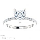 Heart Shaped Forever One Moissanite Engagement Ring #GTJ1138-heart-fb-w 1 Heart Shaped Forever Brilliant Moissanite Engagement Ring #GTJ1138-heart-fb-w