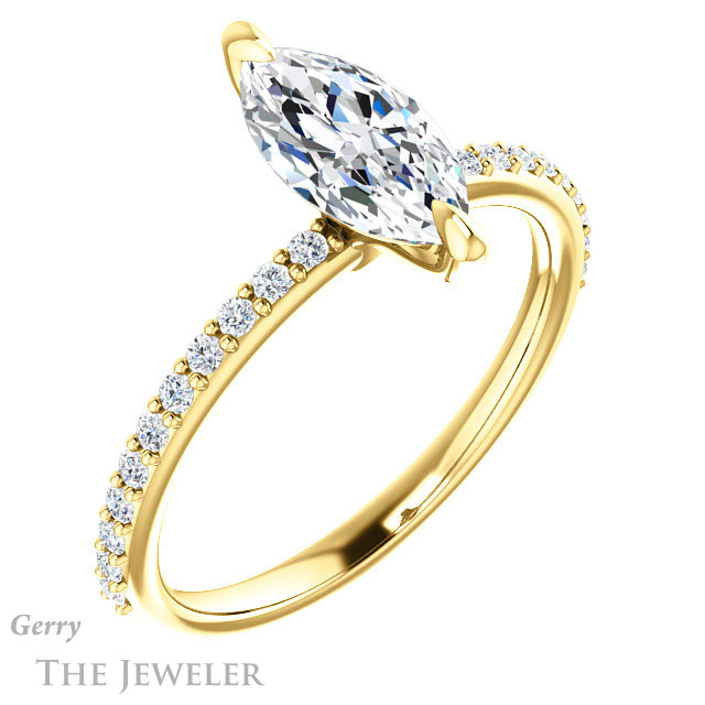 Marquise Cut Forever Brilliant Moissanite Engagement Ring #GTJ1138-marquise-fb-y