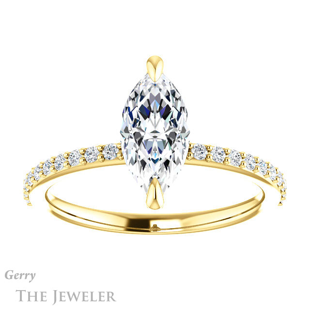 Marquise Cut Forever Brilliant Moissanite Engagement Ring #GTJ1138-marquise-fb-y