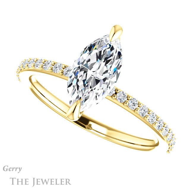 Marquise Cut Forever Brilliant Moissanite Engagement Ring #GTJ1138-marquise-fb-y