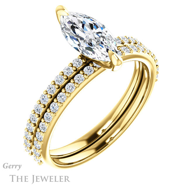 Marquise Cut Forever Brilliant Moissanite Engagement Ring #GTJ1138-marquise-fb-y