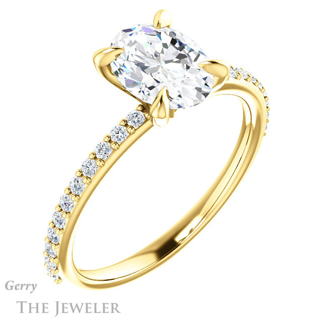 Oval Shaped Forever One Moissanite Engagement Ring #GTJ1138-oval-fo-y 4 Oval Shaped Forever One Moissanite Engagement Ring #GTJ1138-oval-fo-y