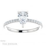 Pear Shaped Forever One Moissanite Engagement Ring #GTJ1138-pear-fb-w 1 Pear Shaped Forever Brilliant Moissanite Engagement Ring #GTJ1138-pear-fb-w