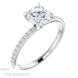 Round Cut Forever One Moissanite Engagement Ring #GTJ1138-round-fo-w 4 Round Cut Forever One Moissanite Engagement Ring #GTJ1138-round-fo-w