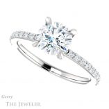 Round Cut Forever One Moissanite Engagement Ring #GTJ1138-round-fo-w 5 Round Cut Forever One Moissanite Engagement Ring #GTJ1138-round-fo-w