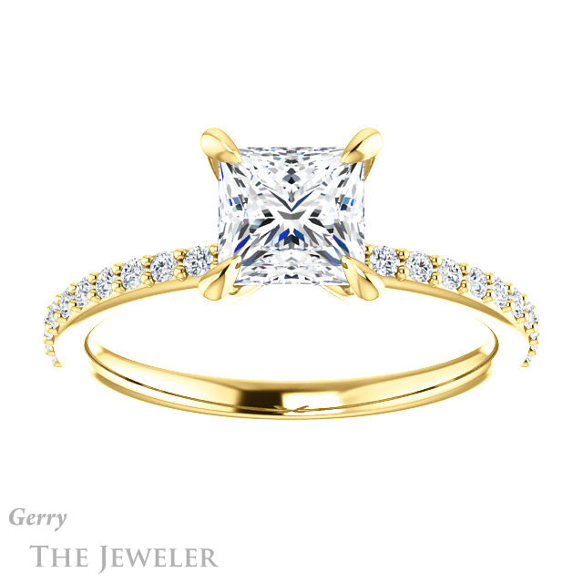 Princess Cut Forever One Moissanite Engagement Ring #GTJ1138-square-fo-y 1 Princess Cut Forever One Moissanite Engagement Ring #GTJ1138-square-fo-y