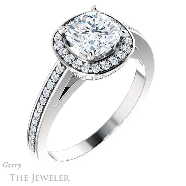 Cushion Cut Forever One Moissanite Engagement Ring #GTJ1140-cushion-fo-w