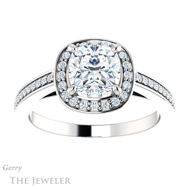 Cushion Cut Forever One Moissanite Engagement Ring #GTJ1140-cushion-fo-w