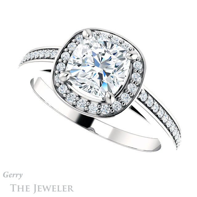 Cushion Cut Forever One Moissanite Engagement Ring #GTJ1140-cushion-fo-w