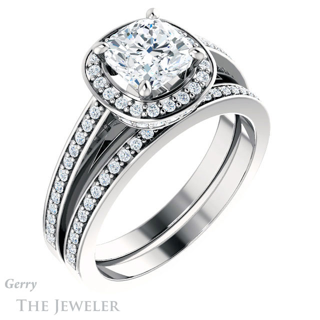 Cushion Cut Forever One Moissanite Engagement Ring #GTJ1140-cushion-fo-w