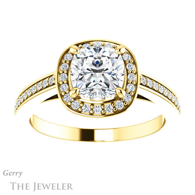 Cushion Cut Forever One Moissanite Engagement Ring #GTJ1140-cushion-fo-y
