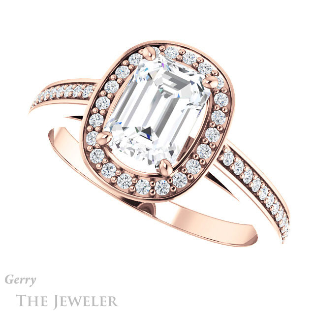 Emerald Cut Forever One Moissanite Engagement Ring #GTJ1140-emerald-fb-r 5 Emerald Cut Forever Brilliant Moissanite Engagement Ring #GTJ1140-emerald-fb-r