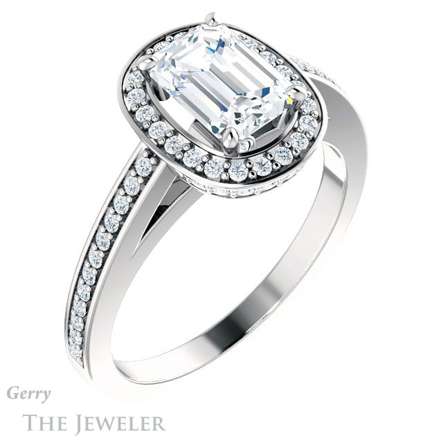 Emerald Cut Forever Brilliant Moissanite Engagement Ring #GTJ1140-emerald-fb-w
