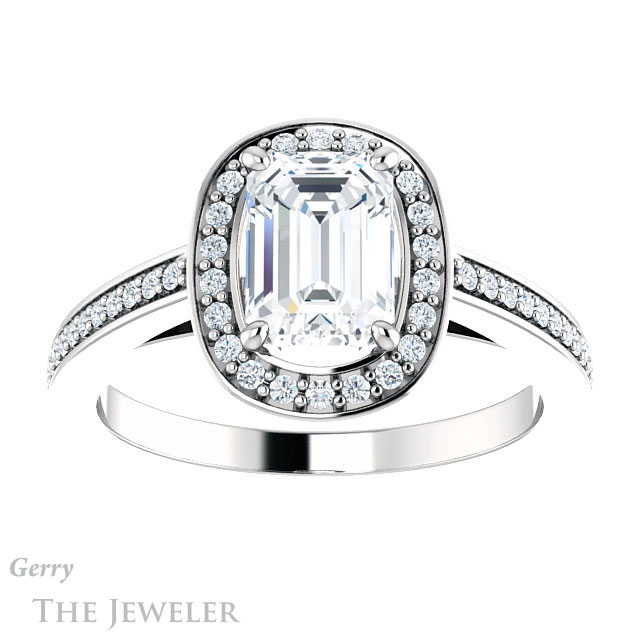 Emerald Cut Forever Brilliant Moissanite Engagement Ring #GTJ1140-emerald-fb-w