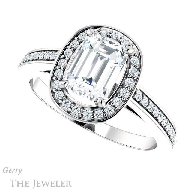 Emerald Cut Forever Brilliant Moissanite Engagement Ring #GTJ1140-emerald-fb-w