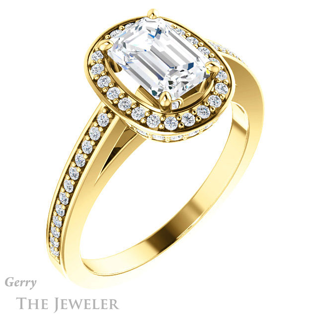 Emerald Cut Forever Brilliant Moissanite Engagement Ring #GTJ1140-emerald-fb-y