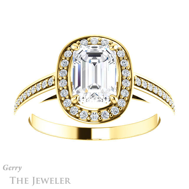 Emerald Cut Forever Brilliant Moissanite Engagement Ring #GTJ1140-emerald-fb-y