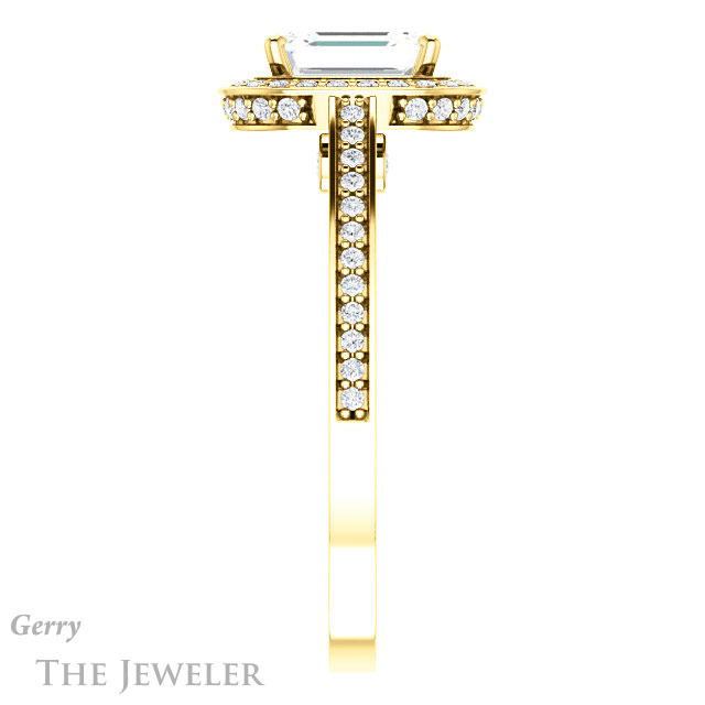 Emerald Cut Forever Brilliant Moissanite Engagement Ring #GTJ1140-emerald-fb-y