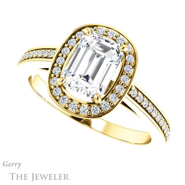 Emerald Cut Forever Brilliant Moissanite Engagement Ring #GTJ1140-emerald-fb-y
