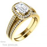 Emerald Cut Forever Brilliant Moissanite Engagement Ring #GTJ1140-emerald-fb-y