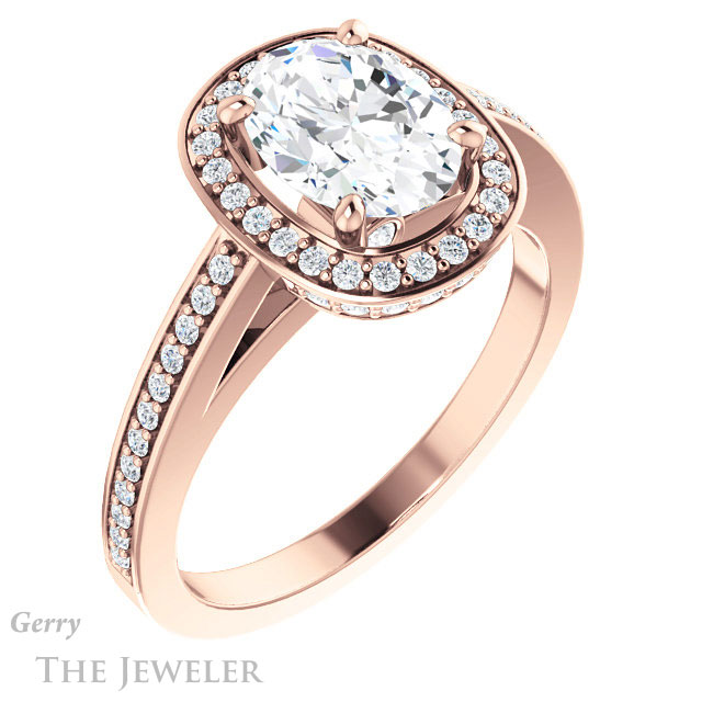 Oval Shaped Forever One Moissanite Engagement Ring #GTJ1140-oval-fo-r