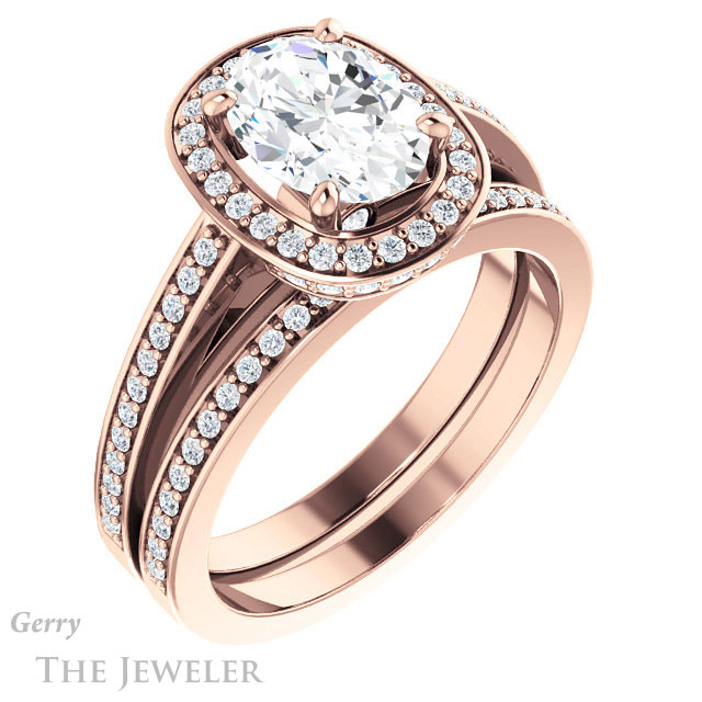 Oval Shaped Forever One Moissanite Engagement Ring #GTJ1140-oval-fo-r
