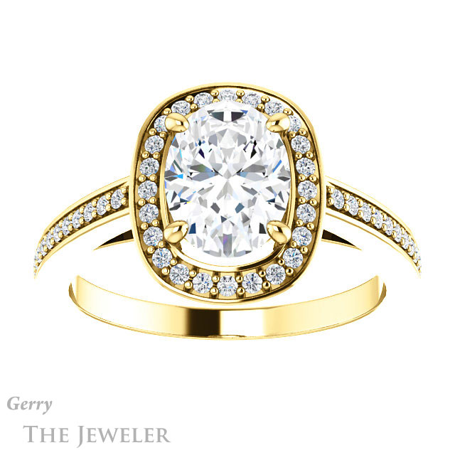 Oval Shaped Forever One Moissanite Engagement Ring #GTJ1140-oval-fo-y