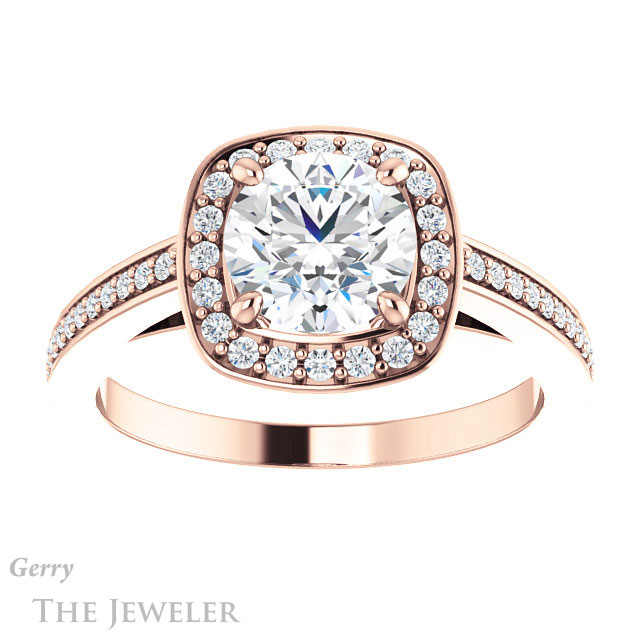 Round Cut Forever One Moissanite Engagement Ring #GTJ1140-round-fo-r