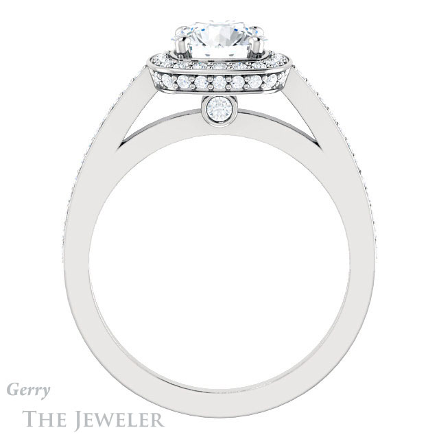 Round Cut Forever One Moissanite Engagement Ring #GTJ1140-round-fo-w