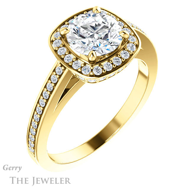 Round Cut Forever One Moissanite Engagement Ring #GTJ1140-round-fo-y