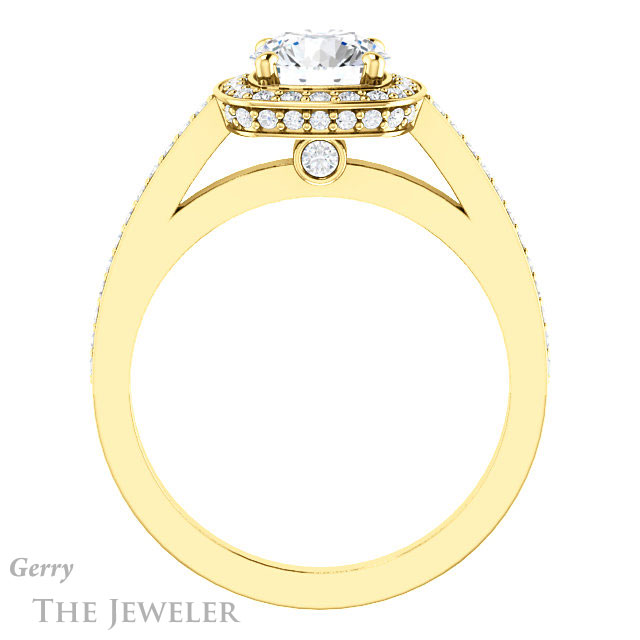 Round Cut Forever One Moissanite Engagement Ring #GTJ1140-round-fo-y