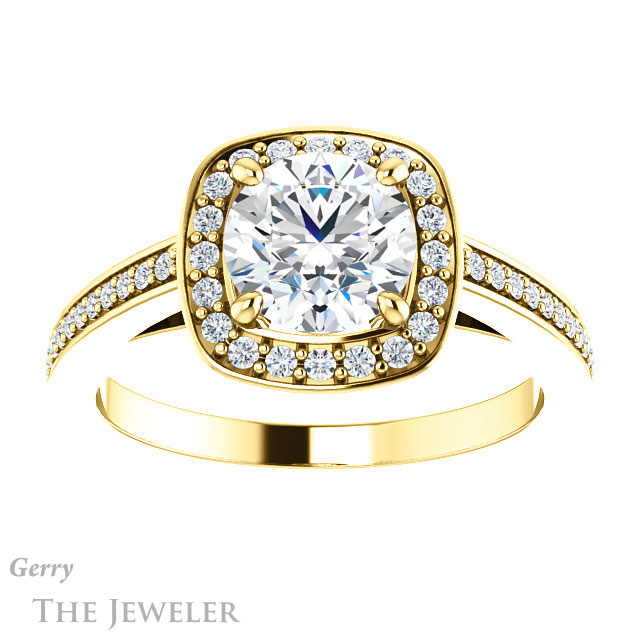 Round Cut Forever One Moissanite Engagement Ring #GTJ1140-round-fo-y