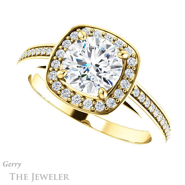 Round Cut Forever One Moissanite Engagement Ring #GTJ1140-round-fo-y
