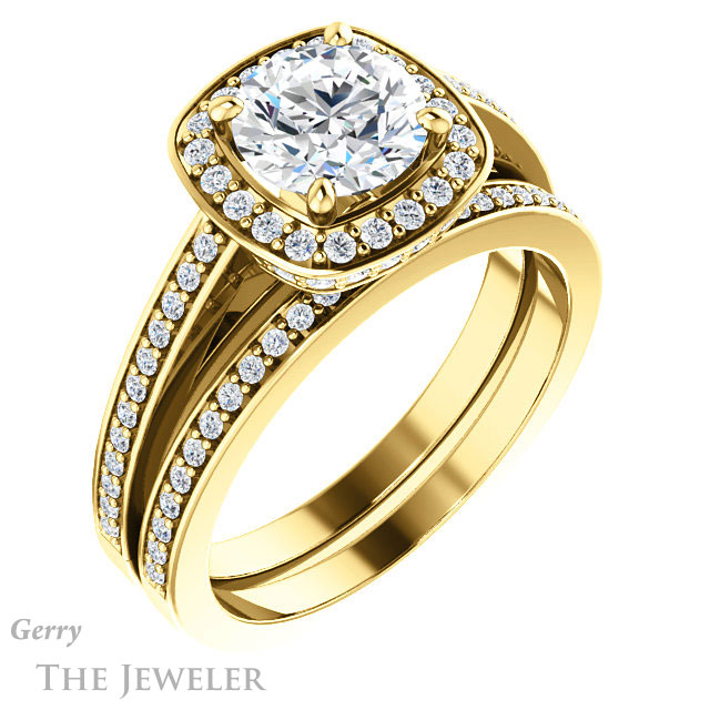 Round Cut Forever One Moissanite Engagement Ring #GTJ1140-round-fo-y