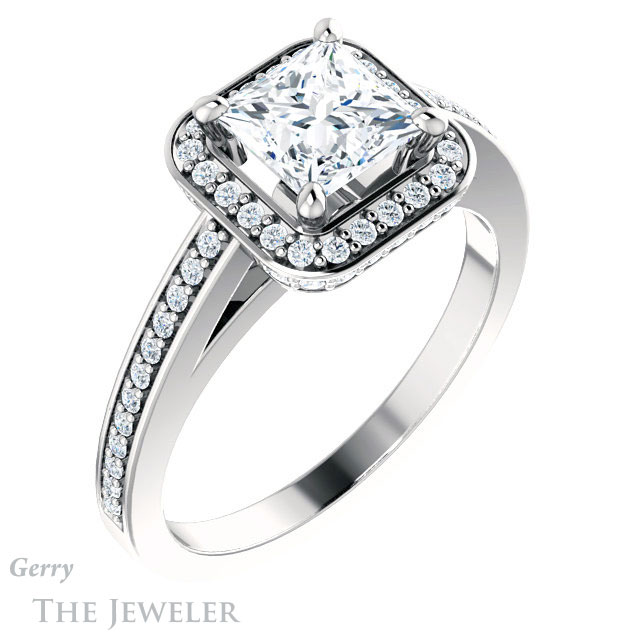 Princess Cut Forever One Moissanite Engagement Ring #GTJ1140-square-fo-w 4 Princess Cut Forever One Moissanite Engagement Ring #GTJ1140-square-fo-w
