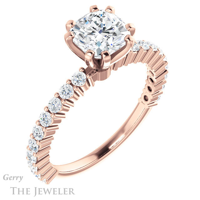 Cushion Cut Forever One Moissanite Engagement Ring #GTJ1141-cushion-fo-r