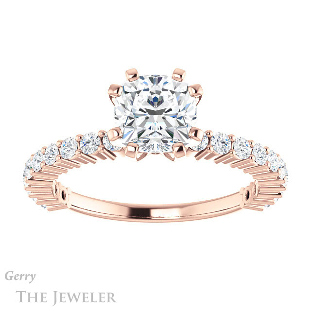 Cushion Cut Forever One Moissanite Engagement Ring #GTJ1141-cushion-fo-r