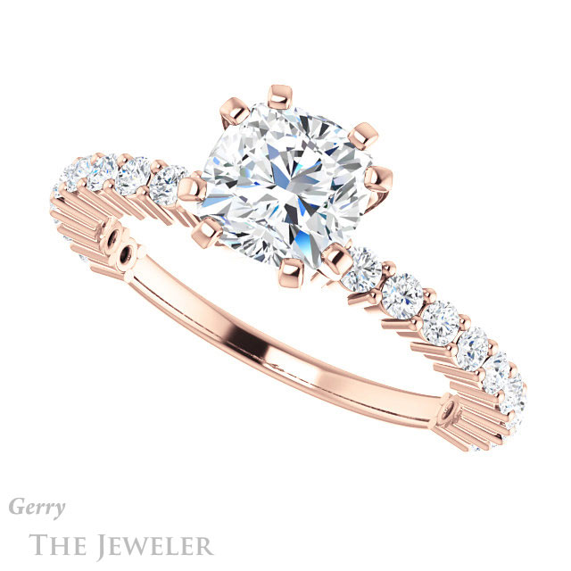 Cushion Cut Forever One Moissanite Engagement Ring #GTJ1141-cushion-fo-r