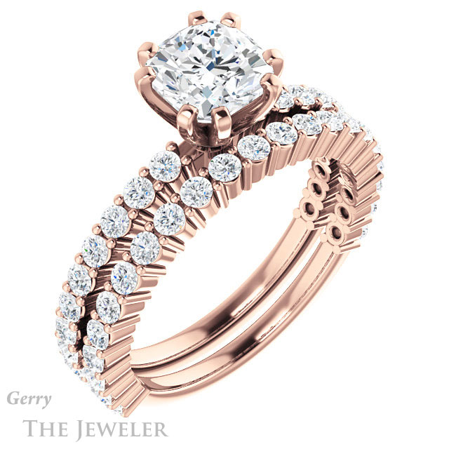 Cushion Cut Forever One Moissanite Engagement Ring #GTJ1141-cushion-fo-r