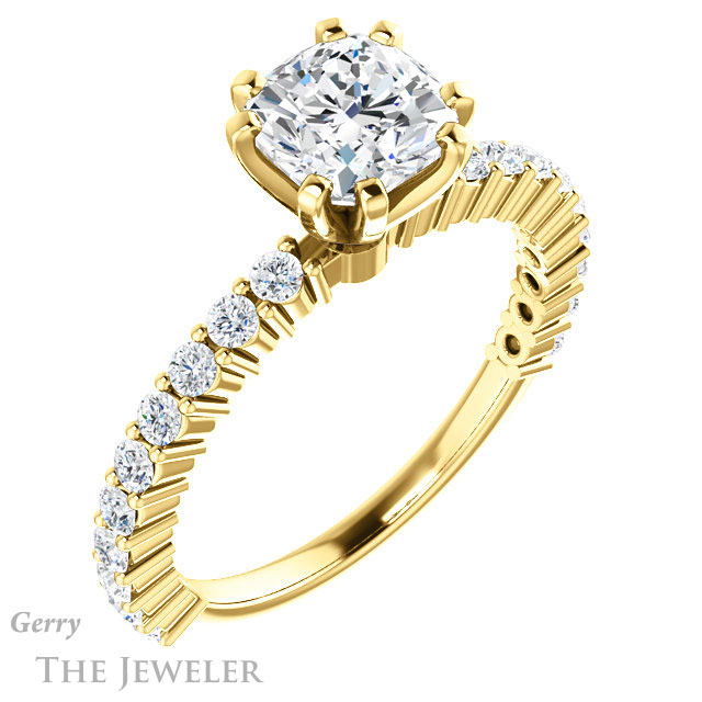 Cushion Cut Forever One Moissanite Engagement Ring #GTJ1141-cushion-fo-y