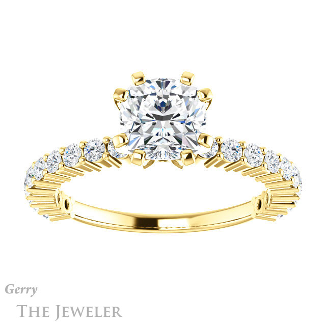 Cushion Cut Forever One Moissanite Engagement Ring #GTJ1141-cushion-fo-y