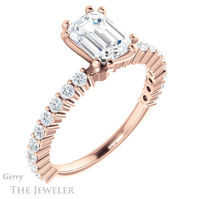 Emerald Cut Forever Brilliant Moissanite Engagement Ring #GTJ1141-emerald-fb-r