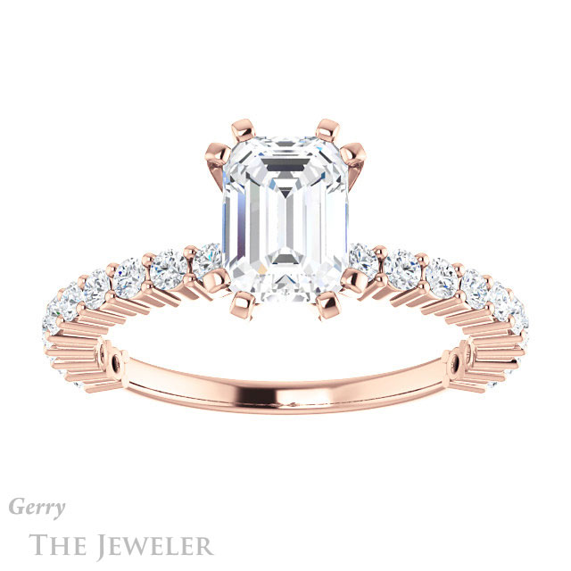 Emerald Cut Forever Brilliant Moissanite Engagement Ring #GTJ1141-emerald-fb-r