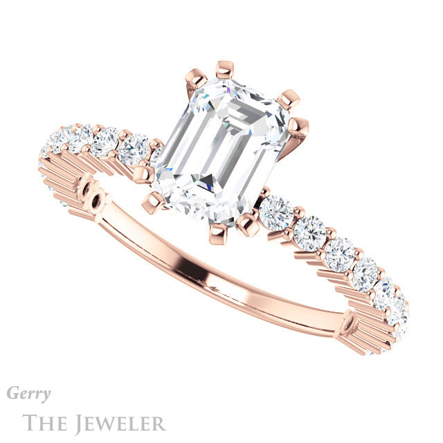 Emerald Cut Forever Brilliant Moissanite Engagement Ring #GTJ1141-emerald-fb-r