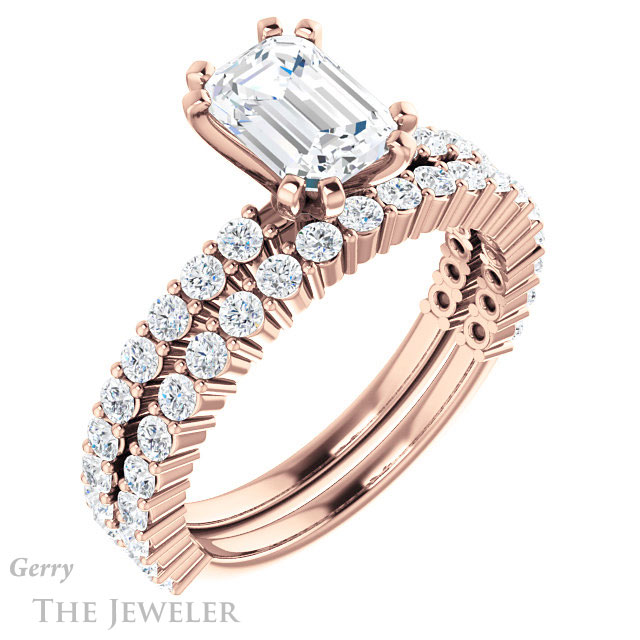 Emerald Cut Forever Brilliant Moissanite Engagement Ring #GTJ1141-emerald-fb-r